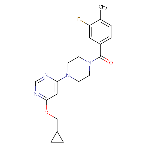O=C(c1ccc(c(c1)F)C)N1CCN(CC1)c1ncnc(c1)OCC1CC1