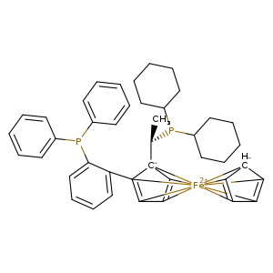 C[C@H]([C-]12[CH]3=[CH]4[Fe+2]5678913([C]2(=[CH]45)c1ccccc1P(c1ccccc1)c1ccccc1)[CH-]1[CH]6=[CH]8[CH]9=[CH]71)P(C1CCCCC1)C1CCCCC1