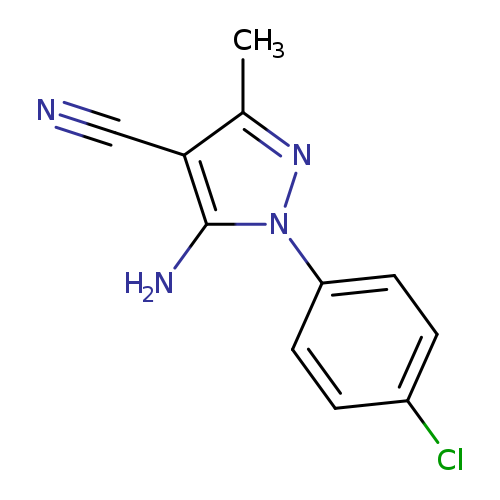 N#Cc1c(C)nn(c1N)c1ccc(cc1)Cl