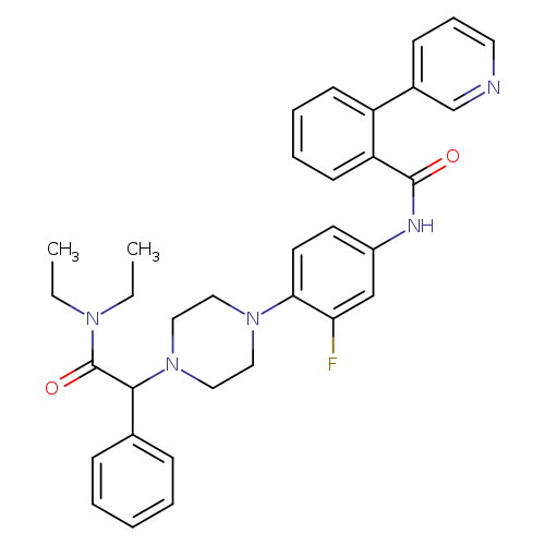 CCN(C(=O)C(c1ccccc1)N1CCN(CC1)c1ccc(cc1F)NC(=O)c1ccccc1c1cccnc1)CC