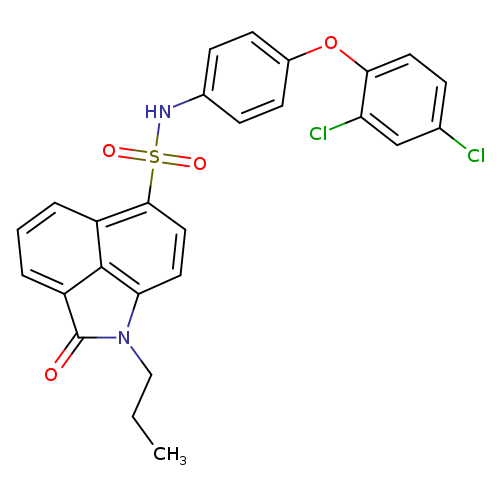 CCCn1c2ccc(c3c2c(c1=O)ccc3)S(=O)(=O)Nc1ccc(cc1)Oc1ccc(cc1Cl)Cl