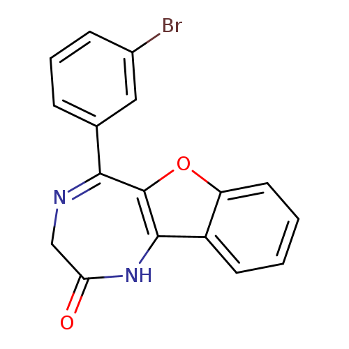 Brc1cccc(c1)C1=NCC(=O)Nc2c1oc1c2cccc1