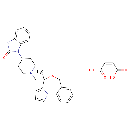 O=c1[nH]c2c(n1C1CCN(CC1)CC1(C)OCc3c(n4c1ccc4)cccc3)cccc2.OC(=O)/C=C\C(=O)O