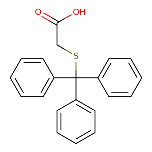 OC(=O)CSC(c1ccccc1)(c1ccccc1)c1ccccc1