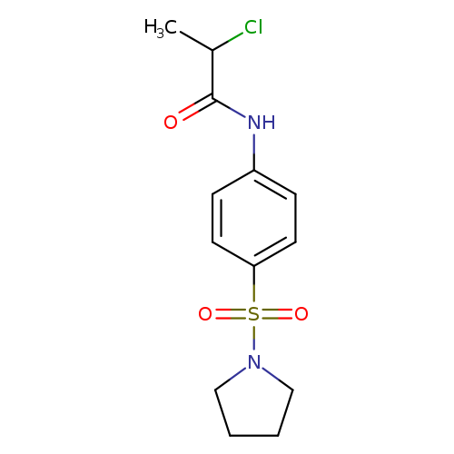 CC(C(=O)Nc1ccc(cc1)S(=O)(=O)N1CCCC1)Cl