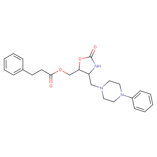 O=C(OCC1OC(=O)NC1CN1CCN(CC1)c1ccccc1)CCc1ccccc1
