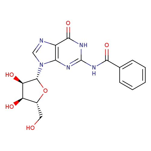 OC[C@H]1O[C@H]([C@@H]([C@@H]1O)O)n1cnc2c1nc(NC(=O)c1ccccc1)[nH]c2=O