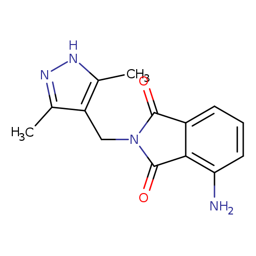 Nc1cccc2c1C(=O)N(C2=O)Cc1c(C)[nH]nc1C