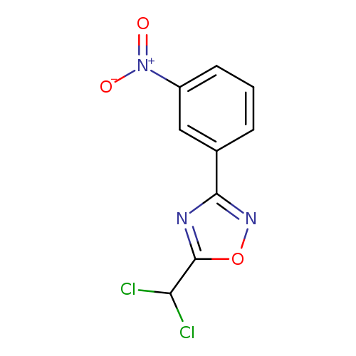 ClC(c1onc(n1)c1cccc(c1)[N+](=O)[O-])Cl