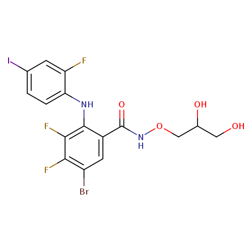 OCC(CONC(=O)c1cc(Br)c(c(c1Nc1ccc(cc1F)I)F)F)O