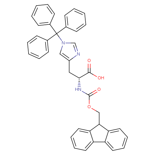 O=C(N[C@@H](C(=O)O)Cc1ncn(c1)C(c1ccccc1)(c1ccccc1)c1ccccc1)OCC1c2ccccc2c2c1cccc2