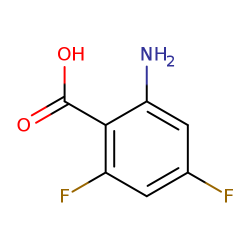 Fc1cc(N)c(c(c1)F)C(=O)O