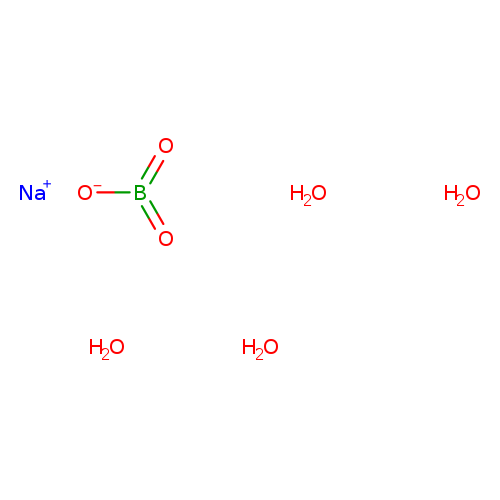 [O-][B](=O)=O.[Na+].O.O.O.O