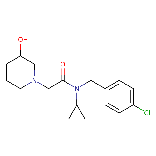 OC1CCCN(C1)CC(=O)N(C1CC1)Cc1ccc(cc1)Cl