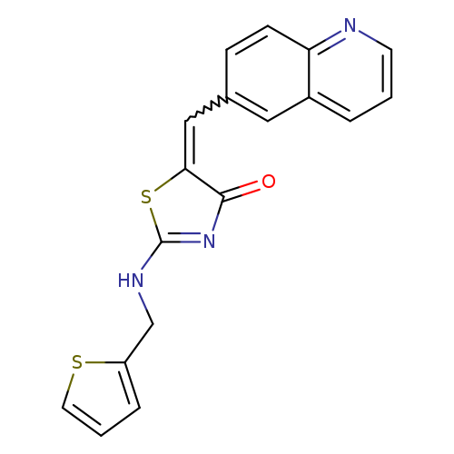 O=C1N=C(SC1=Cc1ccc2c(c1)cccn2)NCc1cccs1