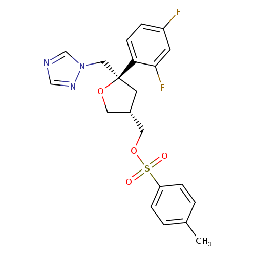 Cc1ccc(cc1)S(=O)(=O)OC[C@@H]1CO[C@@](C1)(Cn1ncnc1)c1ccc(cc1F)F