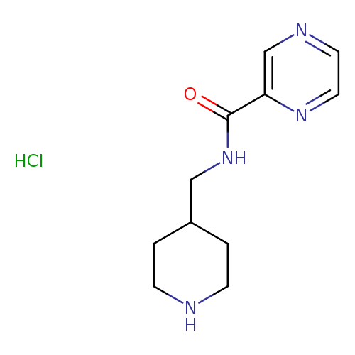 O=C(c1nccnc1)NCC1CCNCC1.Cl