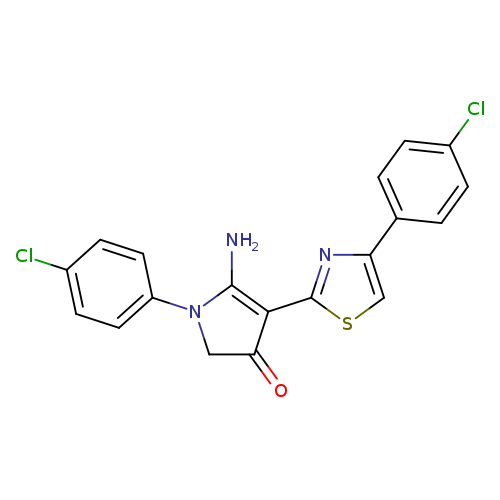 Clc1ccc(cc1)c1csc(n1)C1=C(N)N(CC1=O)c1ccc(cc1)Cl