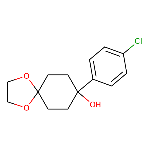 OC1(CCC2(CC1)OCCO2)c1ccc(cc1)Cl