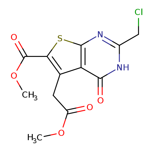 COC(=O)c1sc2c(c1CC(=O)OC)c(=O)[nH]c(n2)CCl