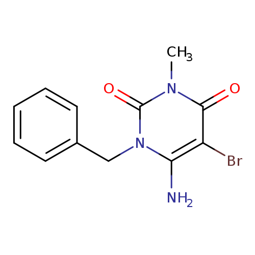 Brc1c(N)n(Cc2ccccc2)c(=O)n(c1=O)C
