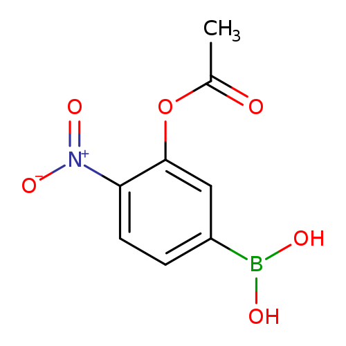 CC(=O)Oc1cc(ccc1[N+](=O)[O-])B(O)O