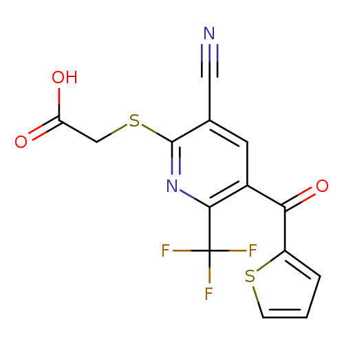 N#Cc1cc(C(=O)c2cccs2)c(nc1SCC(=O)O)C(F)(F)F