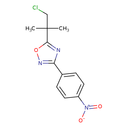 ClCC(c1onc(n1)c1ccc(cc1)[N+](=O)[O-])(C)C