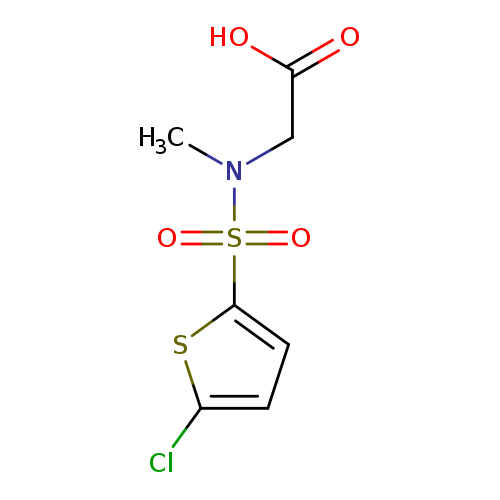 CN(S(=O)(=O)c1ccc(s1)Cl)CC(=O)O