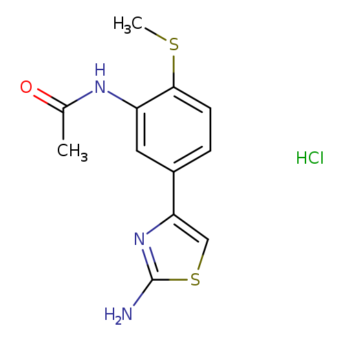 CSc1ccc(cc1NC(=O)C)c1csc(n1)N.Cl