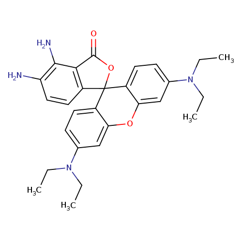 CCN(c1ccc2c(c1)Oc1c(C32OC(=O)c2c3ccc(c2N)N)ccc(c1)N(CC)CC)CC