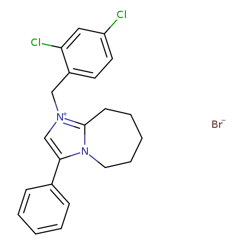 Clc1ccc(c(c1)Cl)C[n+]1cc(n2c1CCCCC2)c1ccccc1.[Br-]