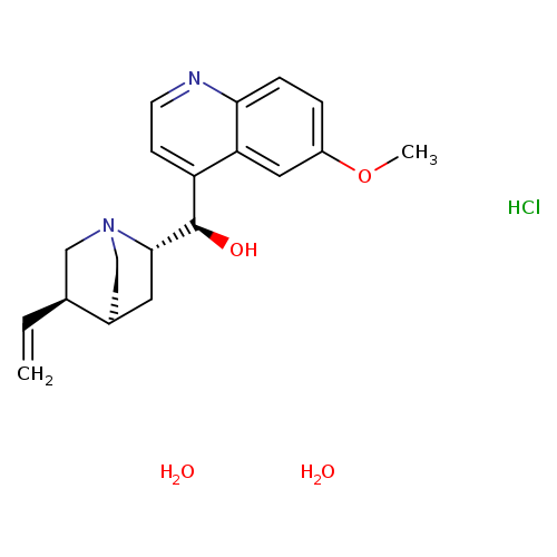 C=C[C@H]1CN2CC[C@H]1C[C@H]2[C@@H](c1ccnc2c1cc(OC)cc2)O.Cl.O.O