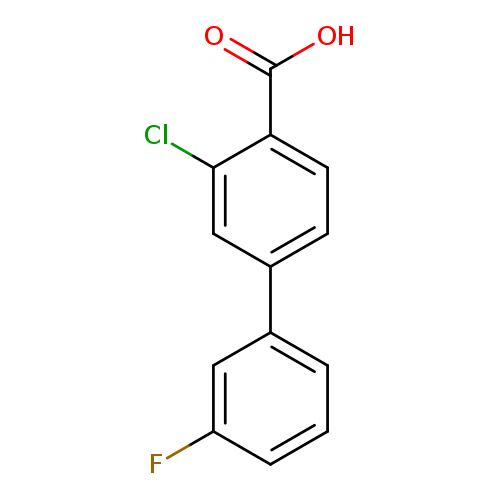 Fc1cccc(c1)c1ccc(c(c1)Cl)C(=O)O