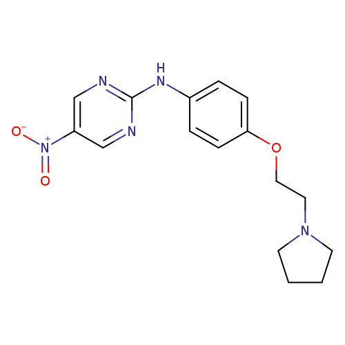 [O-][N+](=O)c1cnc(nc1)Nc1ccc(cc1)OCCN1CCCC1