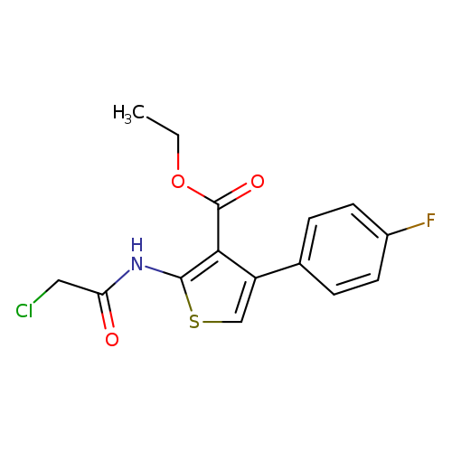 CCOC(=O)c1c(scc1c1ccc(cc1)F)NC(=O)CCl