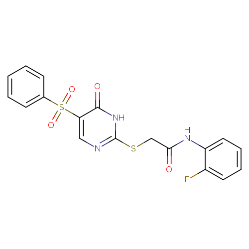 O=C(Nc1ccccc1F)CSc1ncc(c(=O)[nH]1)S(=O)(=O)c1ccccc1