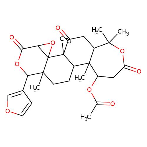 CC(=O)OC1CC(=O)OC(C2C1(C)C1CCC3(C4(C1(C(=O)C2)C)OC4C(=O)OC3c1ccoc1)C)(C)C