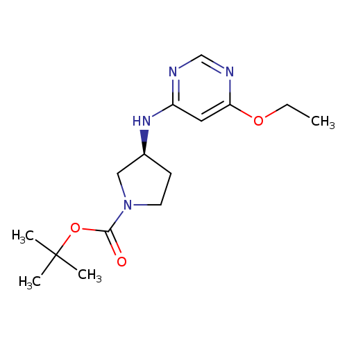 CCOc1ncnc(c1)N[C@H]1CCN(C1)C(=O)OC(C)(C)C