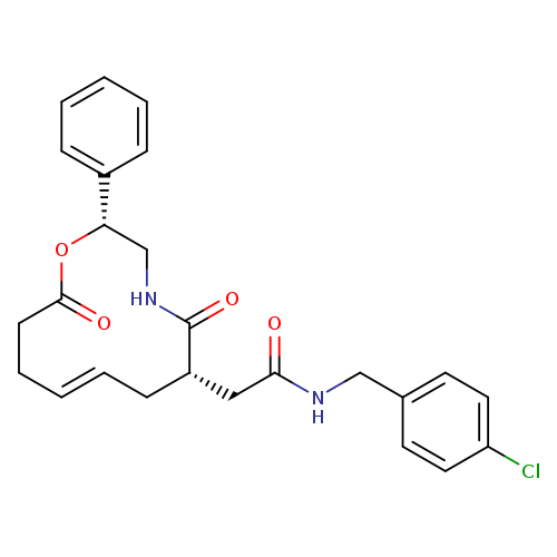 O=C(C[C@@H]1C/C=C/CCC(=O)O[C@@H](CNC1=O)c1ccccc1)NCc1ccc(cc1)Cl