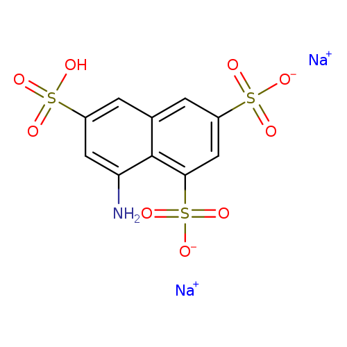 Nc1cc(cc2c1c(cc(c2)S(=O)(=O)[O-])S(=O)(=O)[O-])S(=O)(=O)O.[Na+].[Na+]