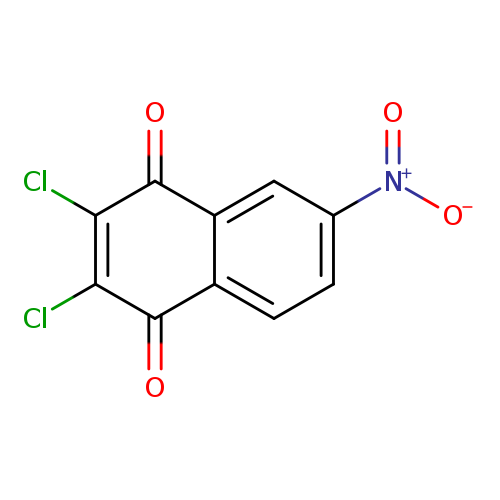 ClC1=C(Cl)C(=O)c2c(C1=O)ccc(c2)[N+](=O)[O-]