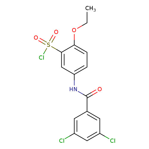 CCOc1ccc(cc1S(=O)(=O)Cl)NC(=O)c1cc(Cl)cc(c1)Cl