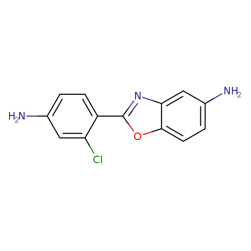 Nc1ccc(c(c1)Cl)c1oc2c(n1)cc(cc2)N