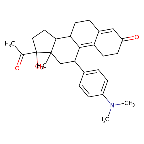 O=C1CCC2=C3C(CC4(C(C3CCC2=C1)CCC4(O)C(=O)C)C)c1ccc(cc1)N(C)C