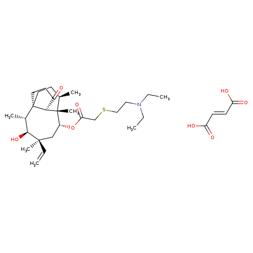 OC(=O)/C=C/C(=O)O.CCN(CCSCC(=O)O[C@@H]1C[C@@](C)(C=C)[C@@H](O)[C@@H]([C@]23[C@H]([C@]1(C)[C@H](C)CC2)C(=O)CC3)C)CC