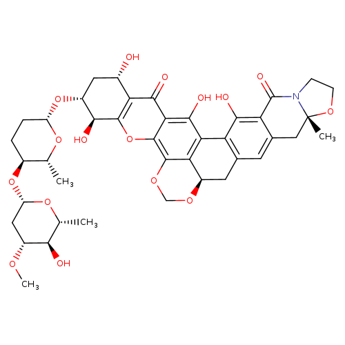 CO[C@@H]1C[C@H](O[C@H]2CC[C@@H](O[C@@H]2C)O[C@@H]2C[C@H](O)c3c([C@H]2O)oc2c(c3=O)c(O)c3c4c2OCO[C@@H]4Cc2c3c(O)c3c(c2)C[C@@]2(N(C3=O)CCO2)C)O[C@@H]([C@H]1O)C