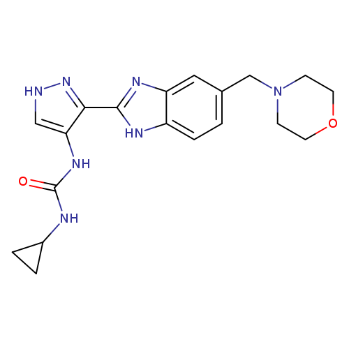 O=C(Nc1c[nH]nc1c1nc2c([nH]1)ccc(c2)CN1CCOCC1)NC1CC1