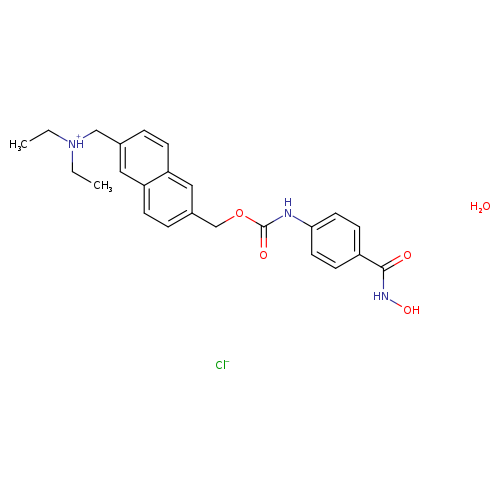 ONC(=O)c1ccc(cc1)NC(=O)OCc1ccc2c(c1)ccc(c2)C[NH+](CC)CC.O.[Cl-]