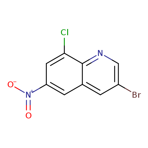 Brc1cnc2c(c1)cc(cc2Cl)[N+](=O)[O-]